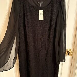 Connected apparel Black Lace Long Sleeve Dress